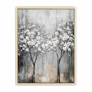 Abstract Silver Trees Canvas Painting