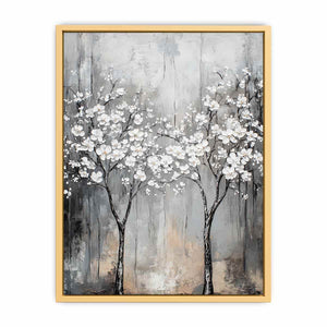 Abstract Silver Trees Canvas Painting
