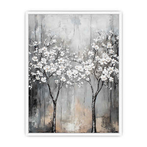 Abstract Silver Trees Canvas Painting