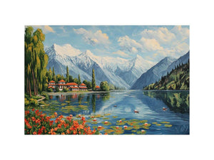 Timeless Valleys of Kashmir Oil Painting