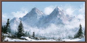 Snow mountain landscape panoramic canvas art for modern living room decor