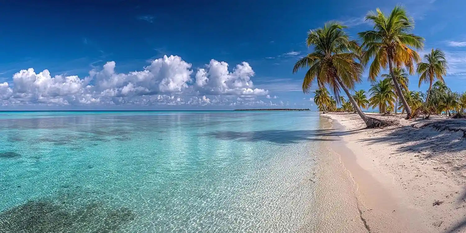 Tropical beach scene panoramic canvas art for modern living room decor