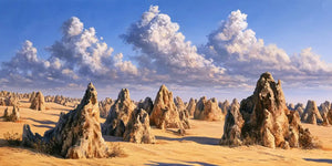 Pinnacles desert canvas art for warm modern living room decor.