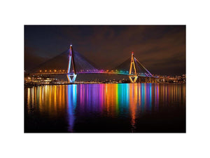 Anzac bridge Syney illuminated at Night