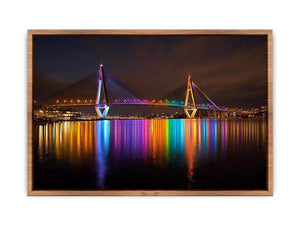 Anzac bridge Syney illuminated at Night Poster