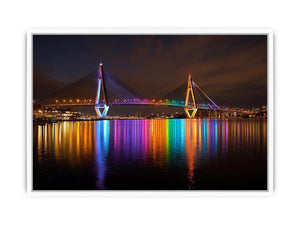Anzac bridge Syney illuminated at Night Framed Print