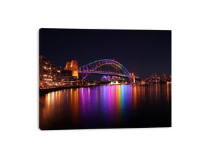 Sydney Harbour Bridge illuminated at Night Painting
