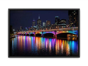 Melbourne Bridge Illuminated at Night Canvas Print