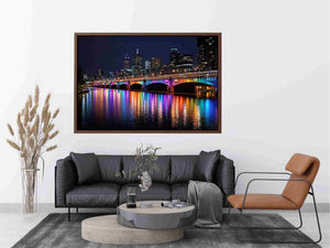 Melbourne Bridge Illuminated at Night Painting