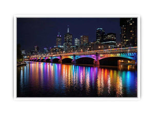 Melbourne Bridge Illuminated at Night Framed Print