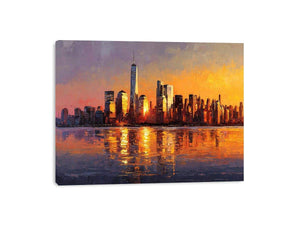 Manhattan Skyline Sunset Painting