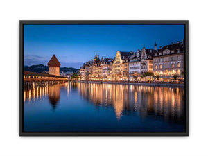 Lucerne Bridge Reflections Canvas Print