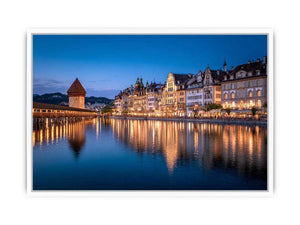 Lucerne Bridge Reflections Framed Print