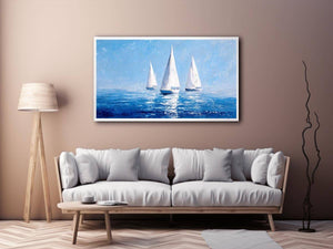 Sailboats in Blue water Painting