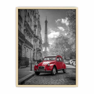 Red Car in Paris Art Print