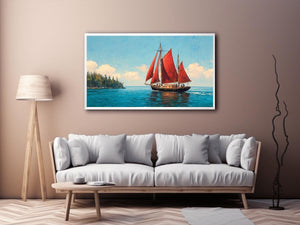 Red sailboat Canvas Print