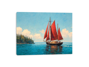 Red sailboat Framed Print