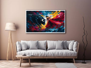 Matador bull reaction Canvas Print