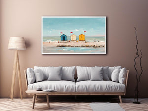 Three beach Huts Canvas Print