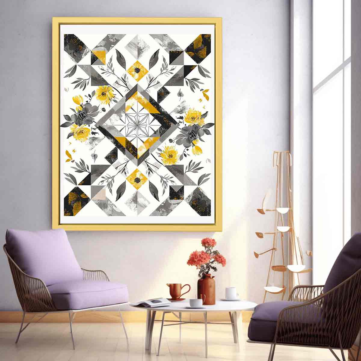 Yellow Grey Patchwork