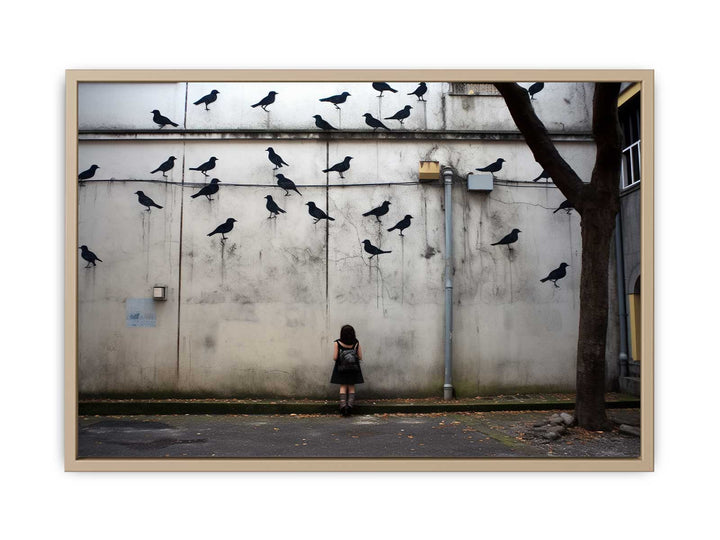 Graffiti Birds Flying Street Art  framed Print
