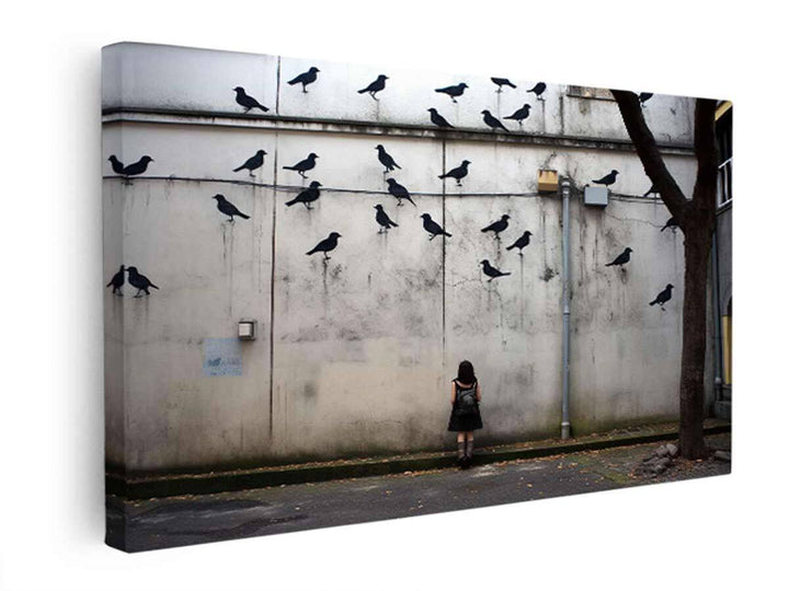 Graffiti Birds Flying Street Art   canvas Print