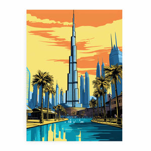 Golden Dubai Burj Khalifa canvas art for luxury office decor.