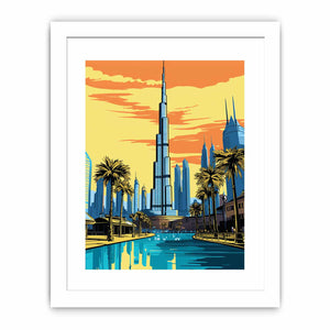 Golden Dubai Burj Khalifa canvas art for luxury office decor.