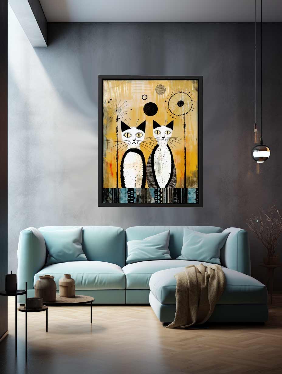 Whimsical Abastract Vintage Cat