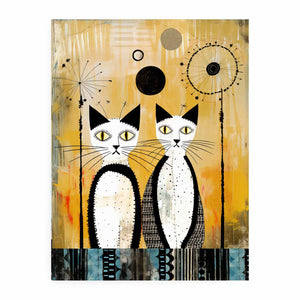 Whimsical Abastract Vintage Cat