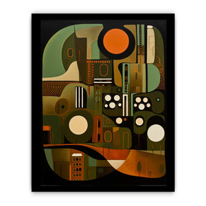 Abstract bronze and olive geometric canvas art for modern luxury interiors.