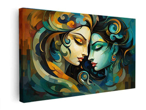 Raha Krishna Love Painting canvas Print