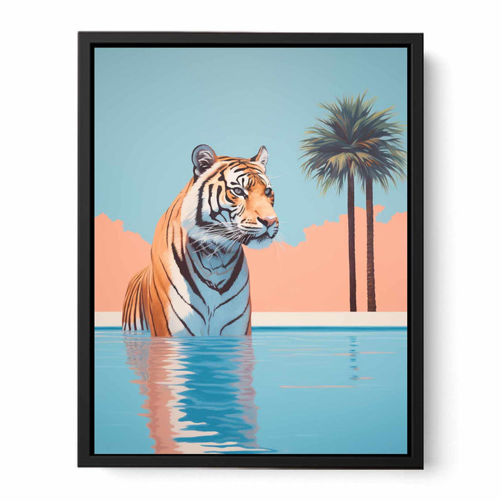 Tiger In Pool Poster  canvas Print