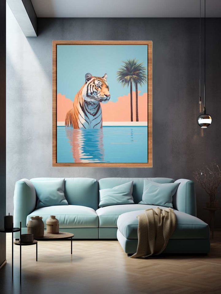 Tiger In Pool Poster Art Print