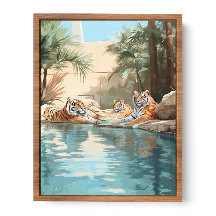Pool Side Tigers  Painting