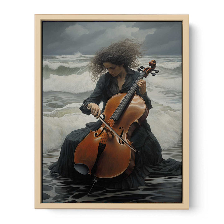 Cello On The Beach framed Print