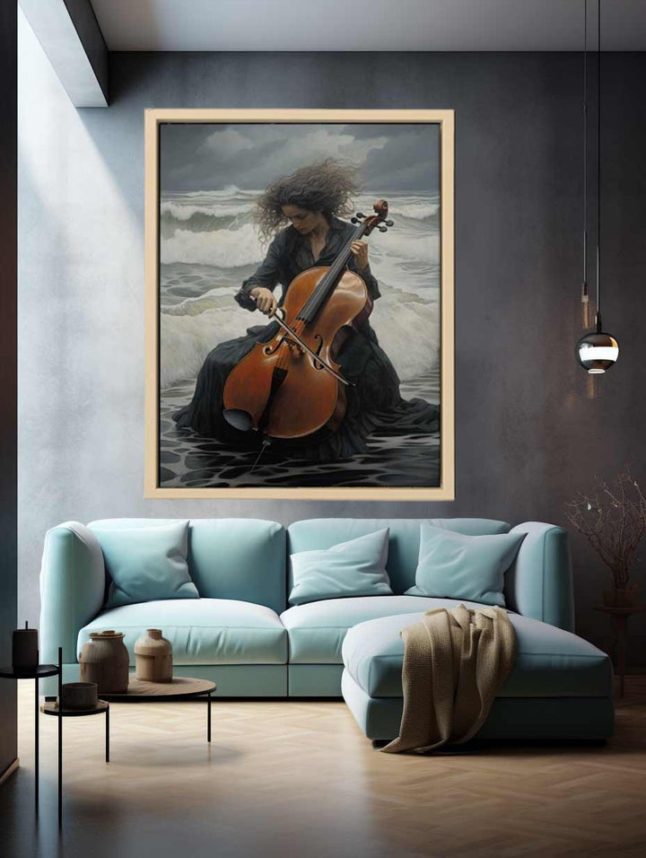 Cello On The Beach Art Print