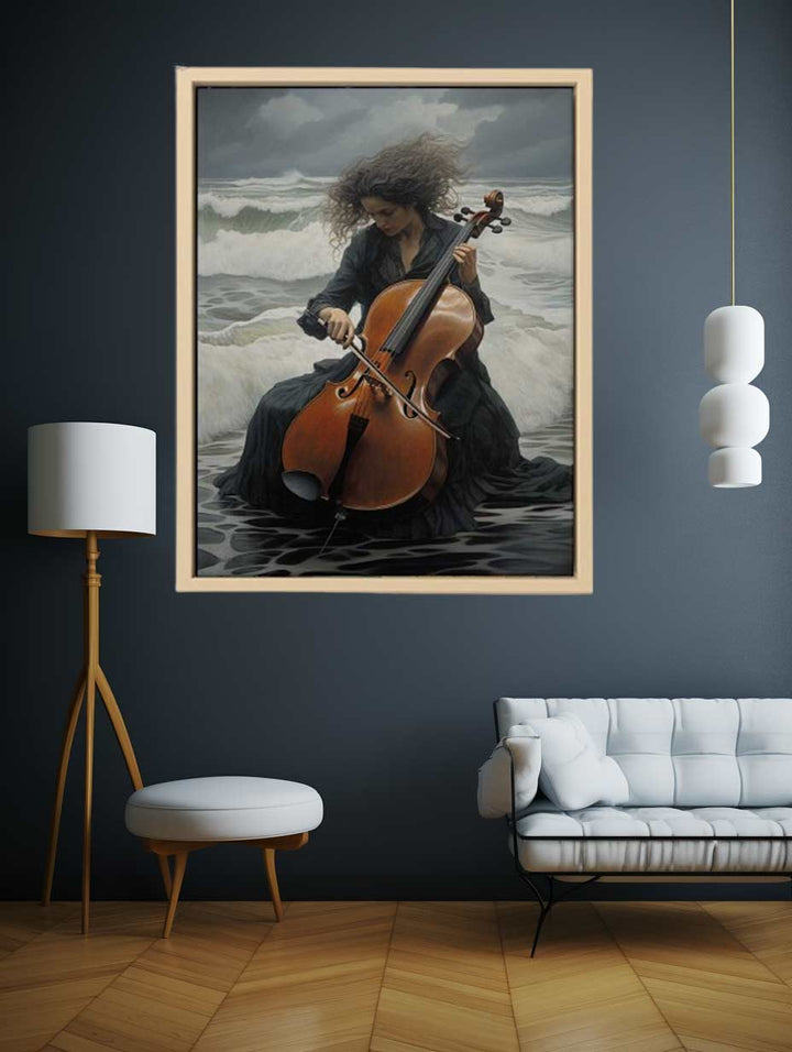 Cello On The Beach Art Print