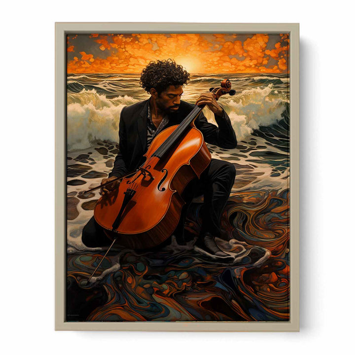 Cello On The Beach 2 framed Print