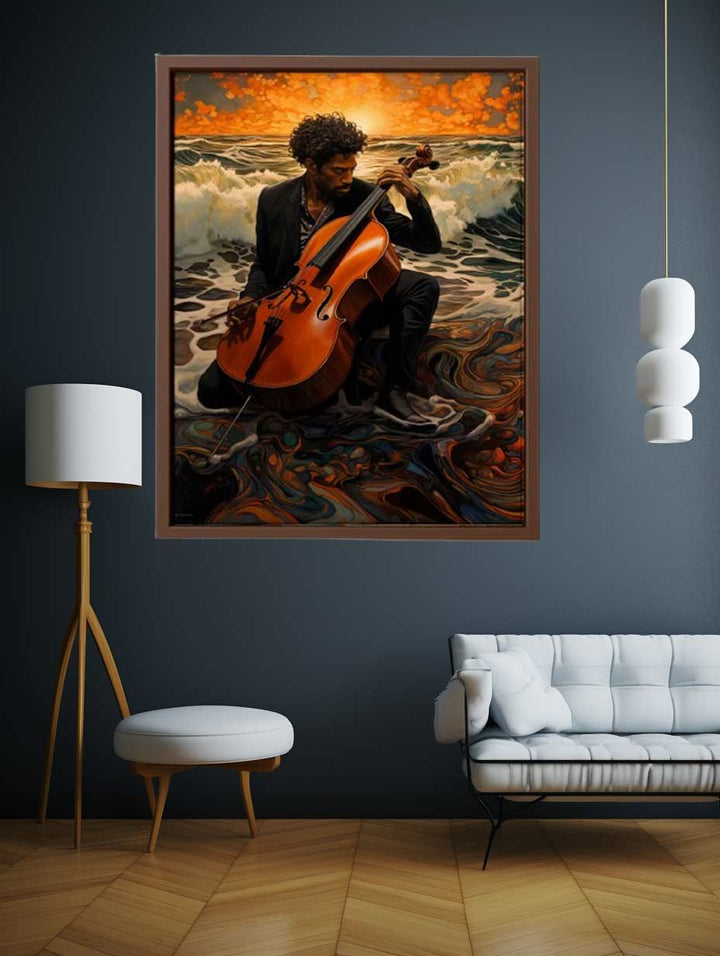 Cello On The Beach 2 Art Print