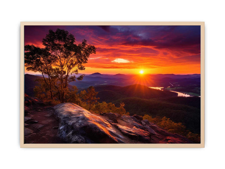 Sunrise At Mountian framed Print