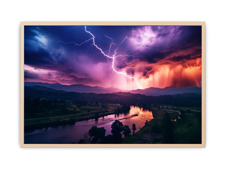 Lightning Over Mountains framed Print
