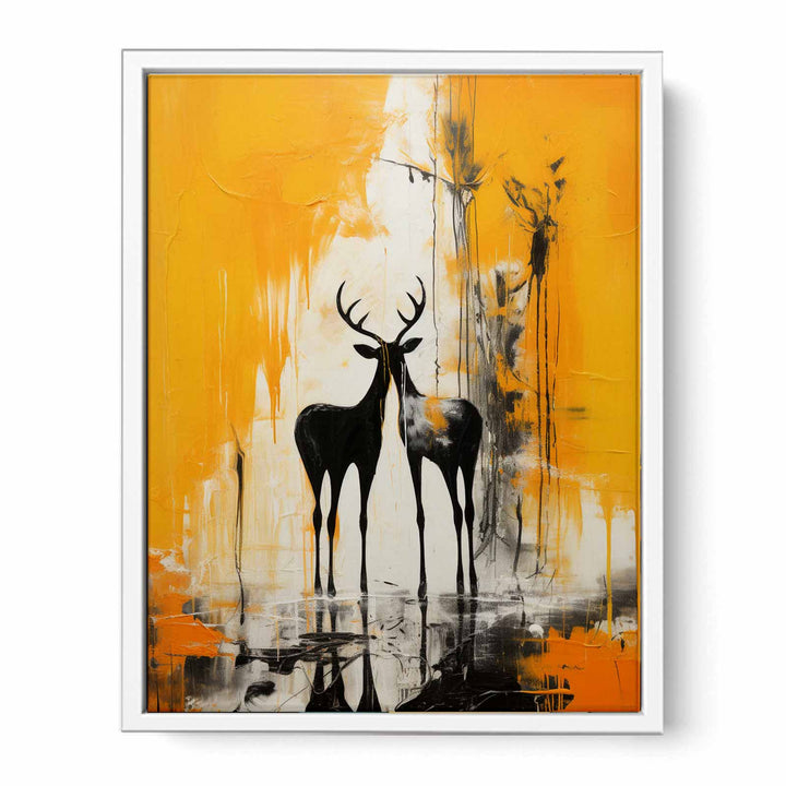 Abstract Stags Mingle  Painting