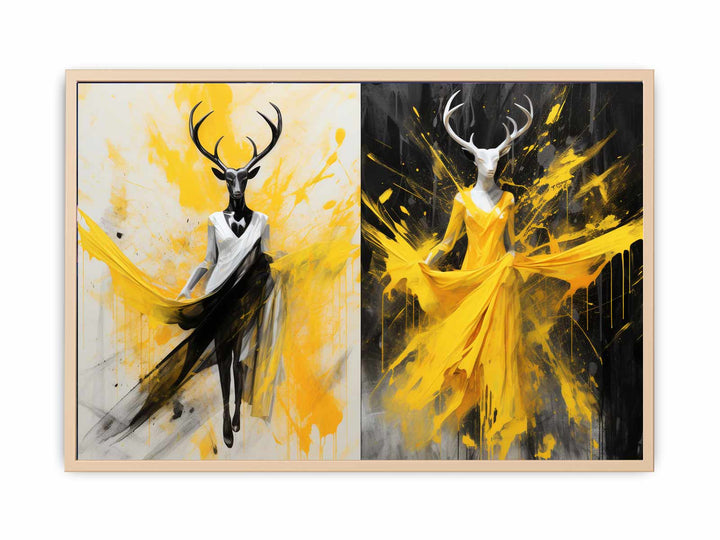 Abstract Stags Art framed Print