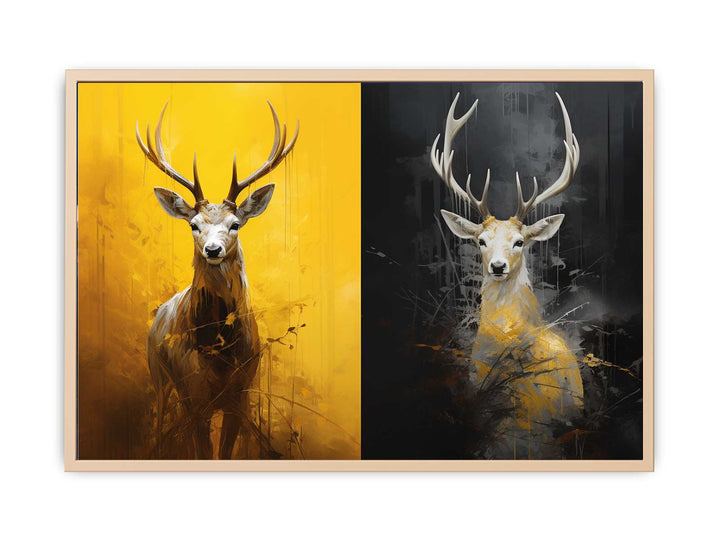 Abstract Stags Art framed Print