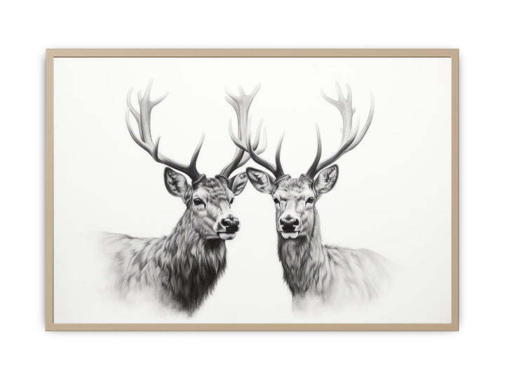 Black And White Deer framed Print