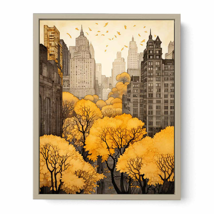 New York In Autumn  framed Print