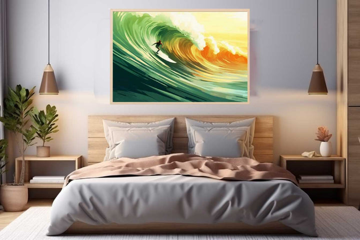 Surfer On Sunny Day Painting Art Print