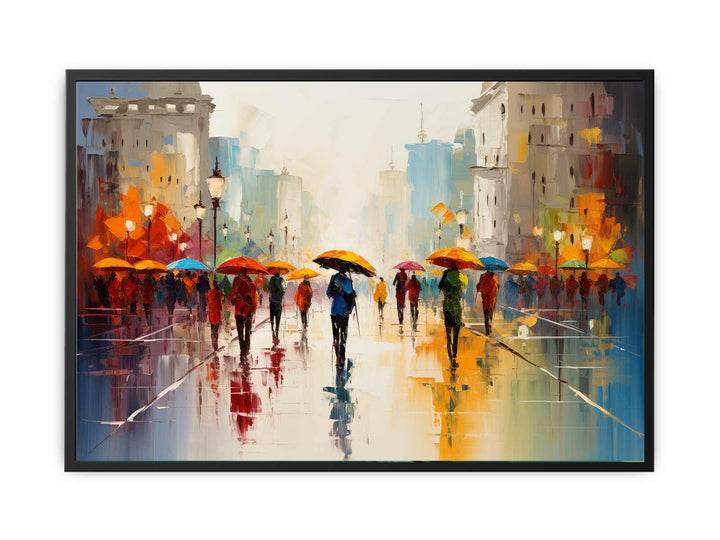 Colorful Umbrellas On The Street Painting  canvas Print