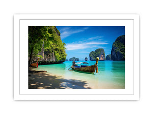Tropical Phi Phi island beach canvas art for coastal living room decor.